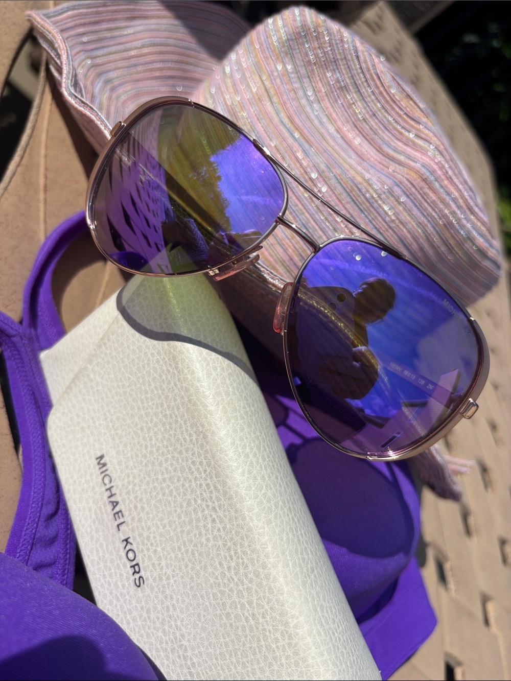 MK5004 Chelsea Purple Mirrored Aviator Sunglasses with Rose Gold Frames